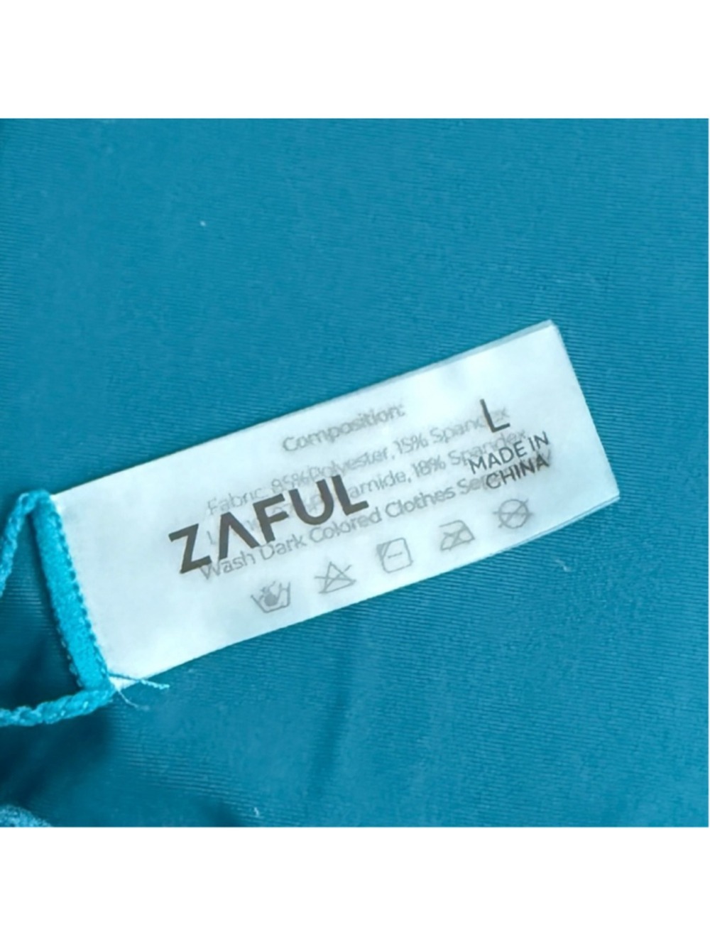 Zaful Ribbed Teal One Piece Swimsuit Lace Up Back Slimming Fit Size L NWT - Picture 6 of 6